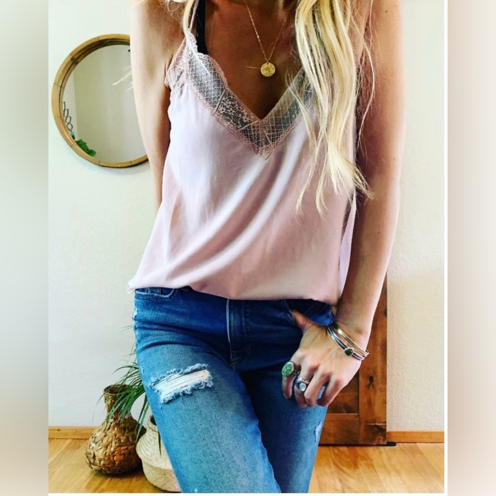 Lovestitch Zarina Lace Trim Cami in Vintage Rose